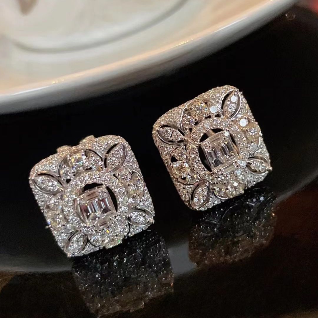 2024 Top Stud Earrings: Sterg Sier Princess Cut White Topaz Gemstone Party Jewelry