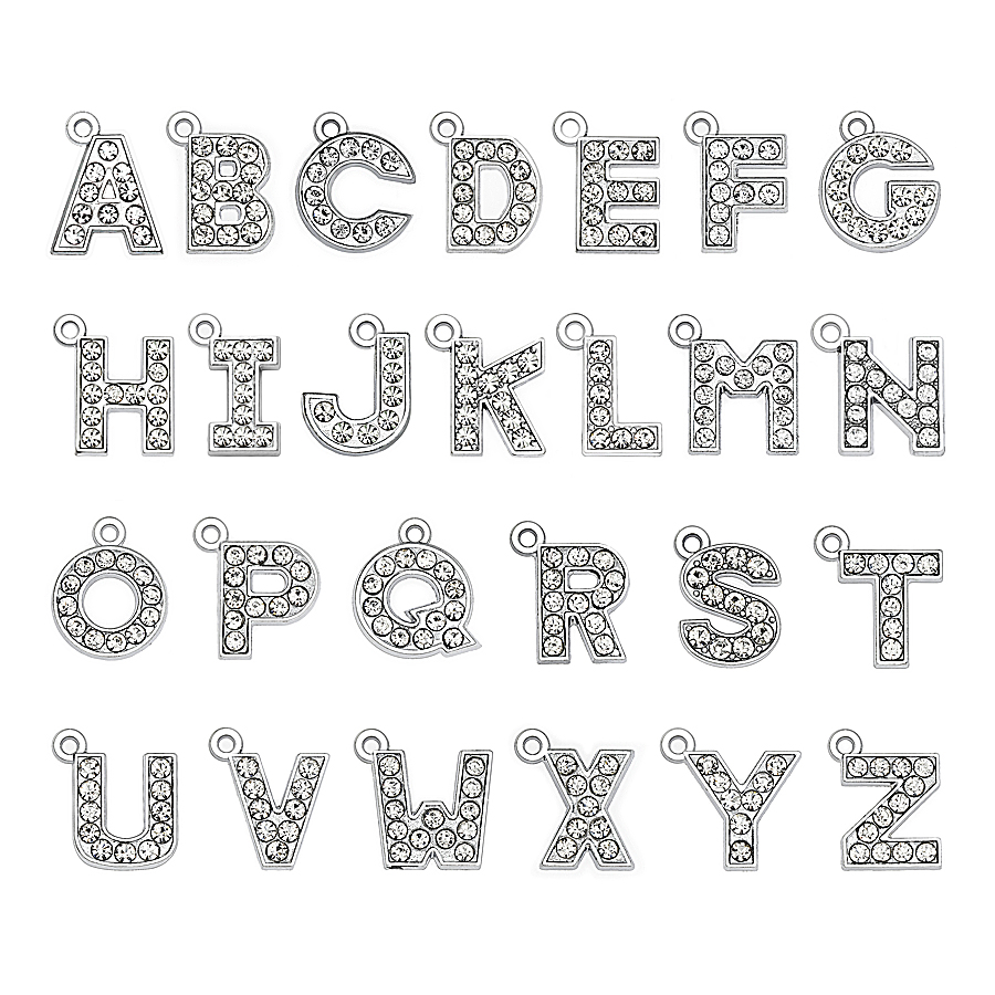 20pc/lot 15mm A-T silver rhinestones pendant letter charm DIY Hang Alphabet accessories fit for necklace keychains jewelry making
20pc/lot 15mm A-T silver rhinestones pendant letter charm DIY Hang Alphabet accessories fit for necklace keychains jewelry making