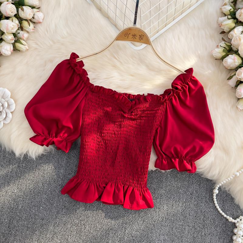 Women's Blouses & Shirts Sweet Pleated Puff Short Sleeve Blouse Chic Femme Blusas Korean Vintage Sexy Solid Crop Top Women Female ClothingWo, Green
Women's Blouses & Shirts Sweet Pleated Puff Short Sleeve Blouse Chic Femme Blusas Korean Vintage Sexy Solid Crop Top Women Female ClothingWo, Green