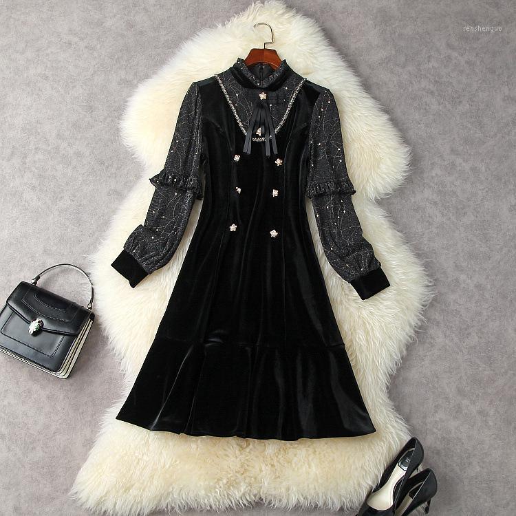 Casual Dresses European And American Women' Wear Autumn 2022 Long Sleeve Collar Stitching Velvet Beads Fashion Dress, Black
Casual Dresses European And American Women' Wear Autumn 2022 Long Sleeve Collar Stitching Velvet Beads Fashion Dress, Black