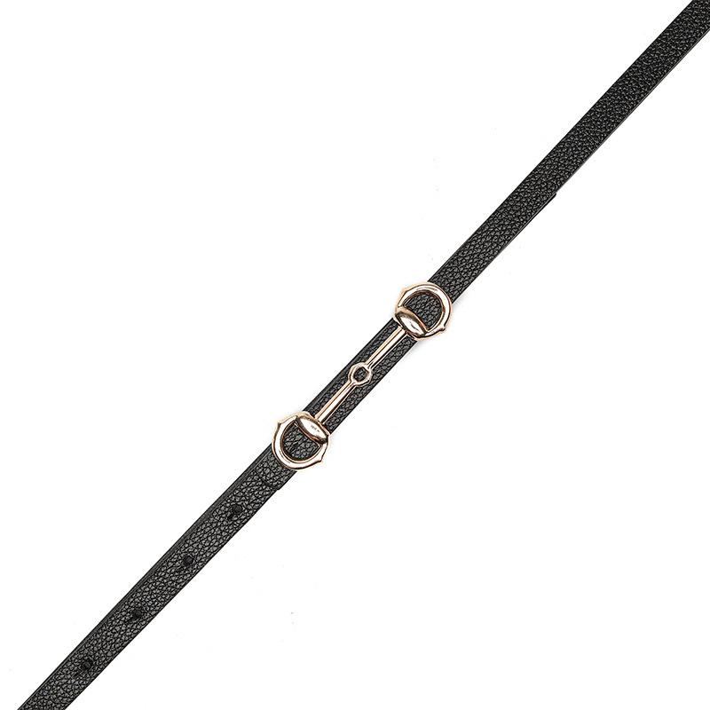 Belts Horsebit Gold Buckle Belt Women Fashion Thin Pu Female Jeans Dress Brand Design Waistband 2022