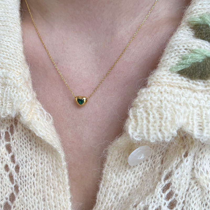 Cz Cubic Zirconia Delicate Pendant Necklaces Link Chain 925 Sterling Silver Heart Single Stone Necklace For Women