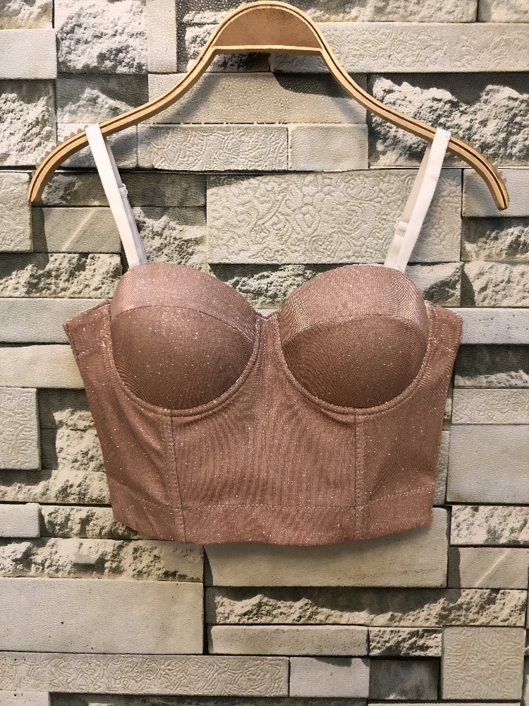 Autumn Winter Golden Slim Sexy Nightclub Dance Performance Vest Size Wrapped Rim Outer Wear Women Bustier Crop Tops J338 220316