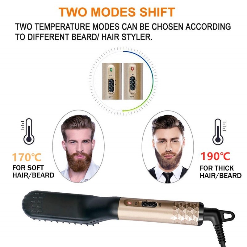 Men's Beard Hair Styler Curling Hair Straighteners Brush Iron Electric Comb Straightener Fast Heating Curler Hair Caring Tools 220602
