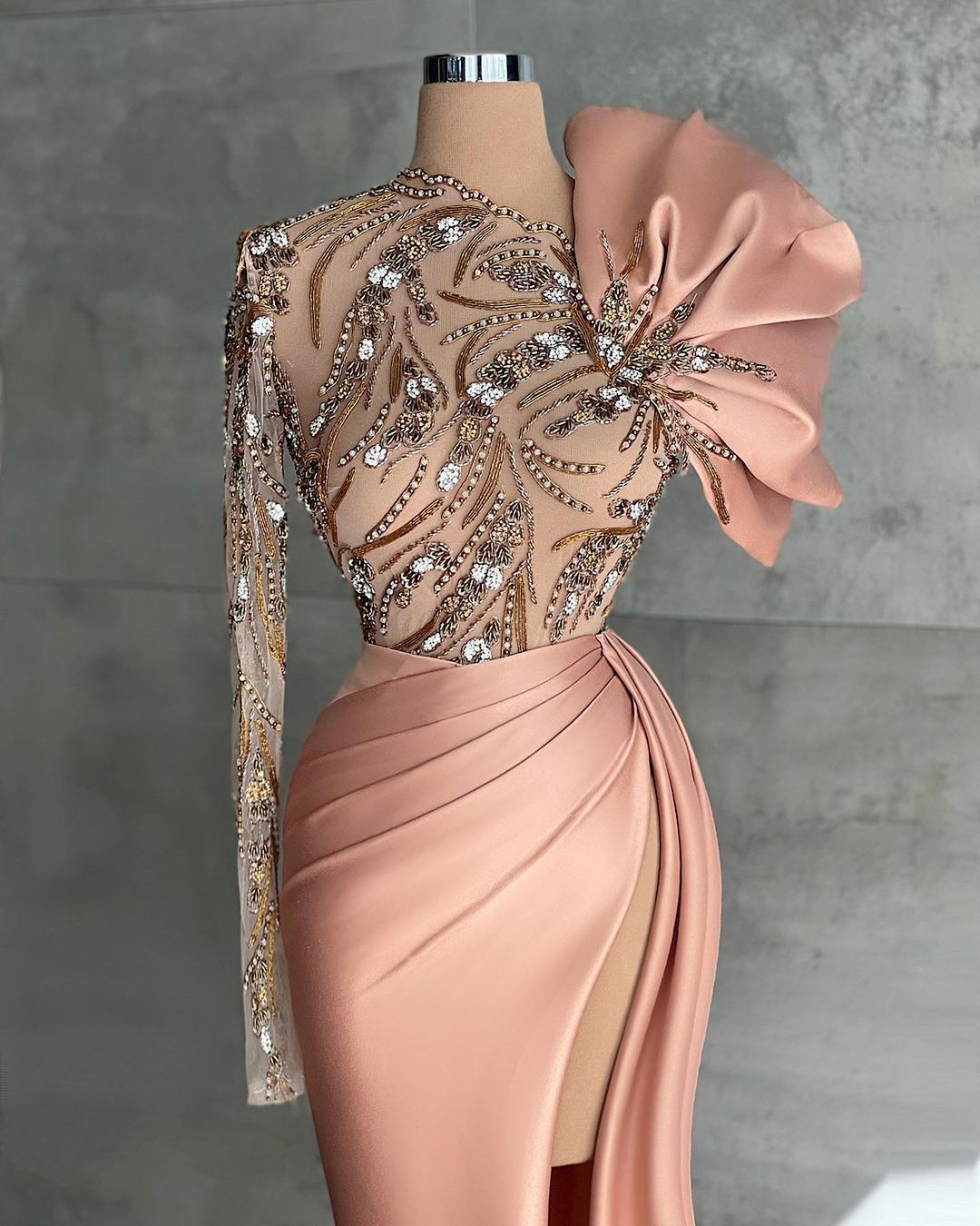 Plus Size Arabic Aso Ebi Champagne Mermaid Prom Dresses Beaded Crystals Evening Formal Party Second Reception Birthday Engagement Gowns Dress ZJ137