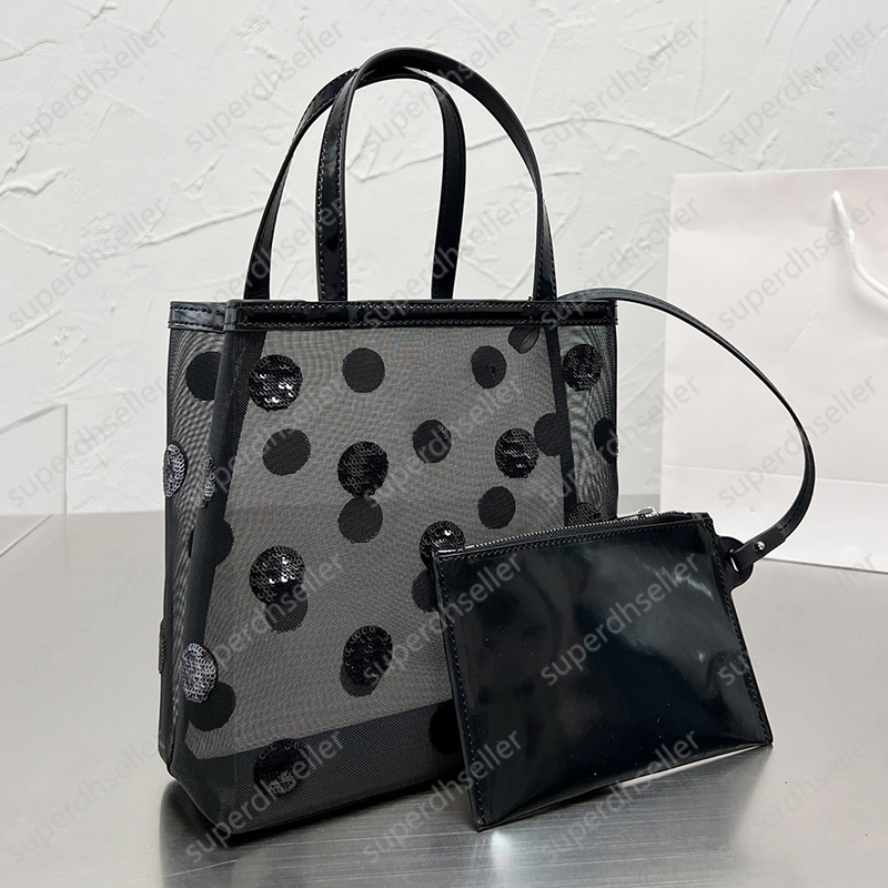 Fashion Mesh Tote Designer Bag Handbag Wallet Shoulder Bags Transparent Shopping Purse Card Holder Round Sequins Perspective Pack Handbags, Increase feight
Fashion Mesh Tote Designer Bag Handbag Wallet Shoulder Bags Transparent Shopping Purse Card Holder Round Sequins Perspective Pack Handbags, Increase feight
