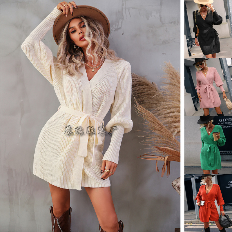 2022 Autumn Winter Women' Sweater Dress Medium Length Cardigan Solid Color Knitting Strap Sweater, Orange
2022 Autumn Winter Women' Sweater Dress Medium Length Cardigan Solid Color Knitting Strap Sweater, Orange