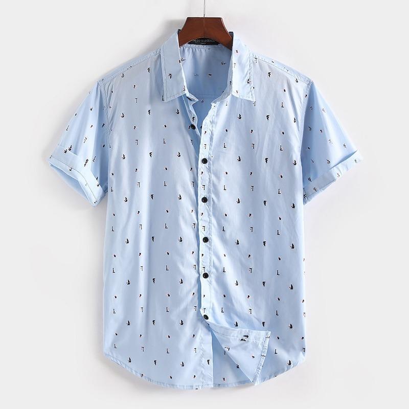 Men' Casual Shirts Camisas Para Hombre 2022 European American Plus Size Summer Style Cotton Lapel Short-sleeved Shirt Printing, Sky blue
Men' Casual Shirts Camisas Para Hombre 2022 European American Plus Size Summer Style Cotton Lapel Short-sleeved Shirt Printing, Sky blue