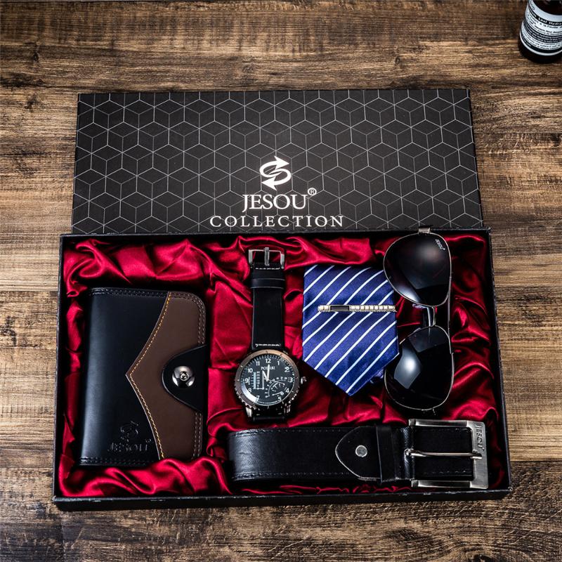 Wristwatches Top Quality Men's Watches Set Gift Box Beautifully Packaged Fashion Quartz Watch Glasses Leather Belt Wallet Tie Gifts For, As shown
Wristwatches Top Quality Men's Watches Set Gift Box Beautifully Packaged Fashion Quartz Watch Glasses Leather Belt Wallet Tie Gifts For, As shown