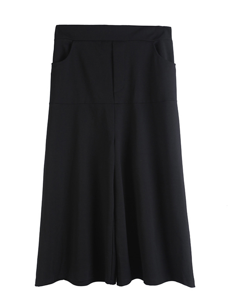 [EAM] High Elastic Waist Black Brief Long Wide Leg Trousers Loose Fit Pant Fashion Spring Autumn 1DA610 220325