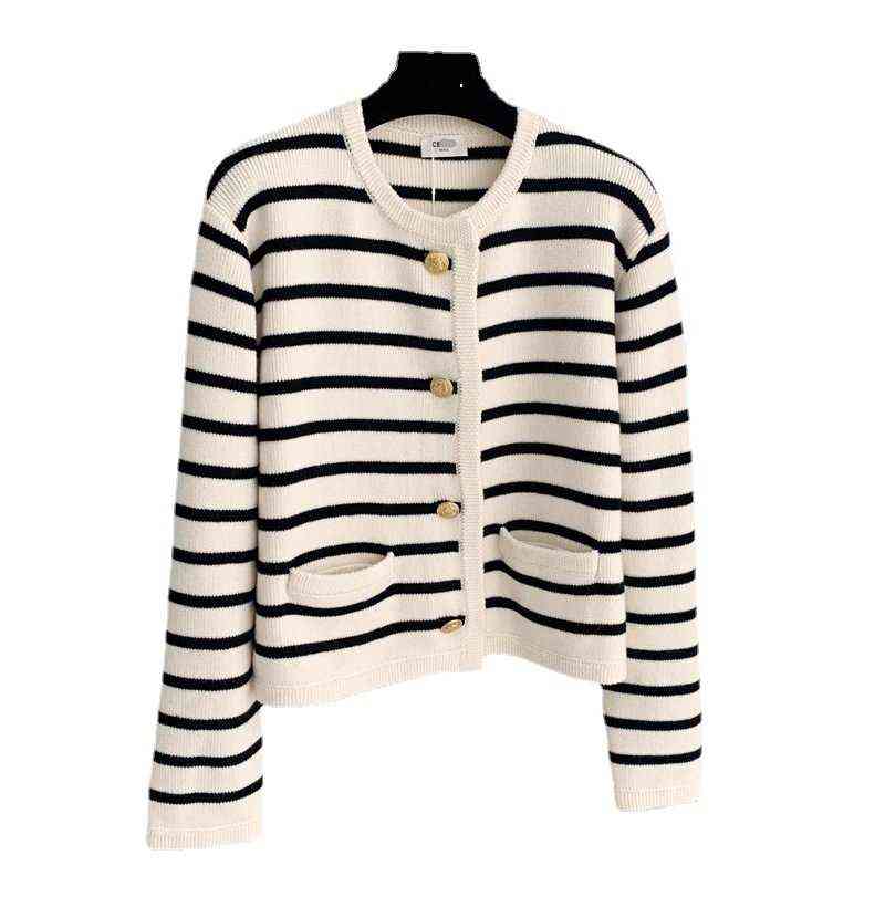 C Lin same black and white stripe contrast color knitted cardigan women' round neck single breasted sweater coat, Black stripes
C Lin same black and white stripe contrast color knitted cardigan women' round neck single breasted sweater coat, Black stripes