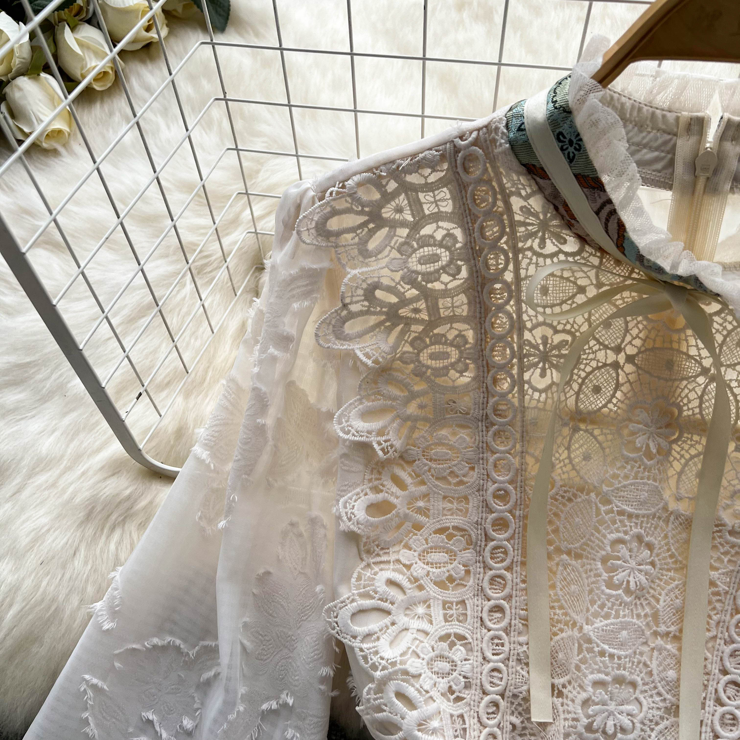 Lace Embroidery Women Dress Summer 2025 Temperament Elegant Zipper Long Sleeves Ladies A E Slim Chic Dresses