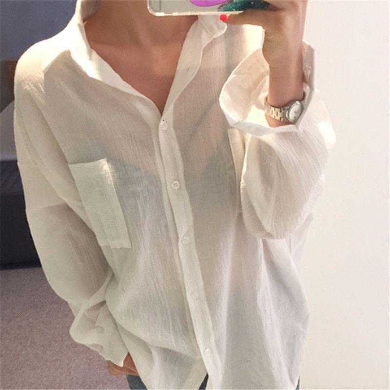 Sunscreen Shirt Women' Long Section Loose Thin Perspective Cotton And Linen Top Summer Long-sleeved Jacket Women' Blouses & Shirts
Sunscreen Shirt Women' Long Section Loose Thin Perspective Cotton And Linen Top Summer Long-sleeved Jacket Women' Blouses & Shirts
