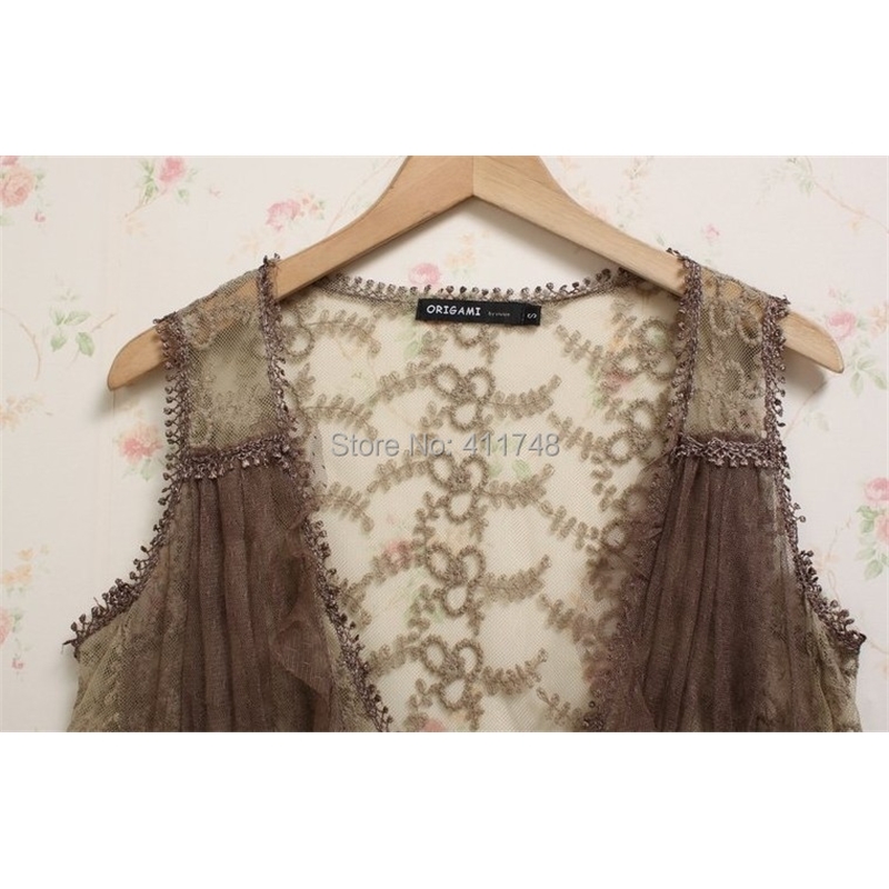 Vintage Women Lace Crochet Floral Vest Coat Mori Girl Robe Ropa Mujer Hippie Boho Lolita Top Clothing 220316