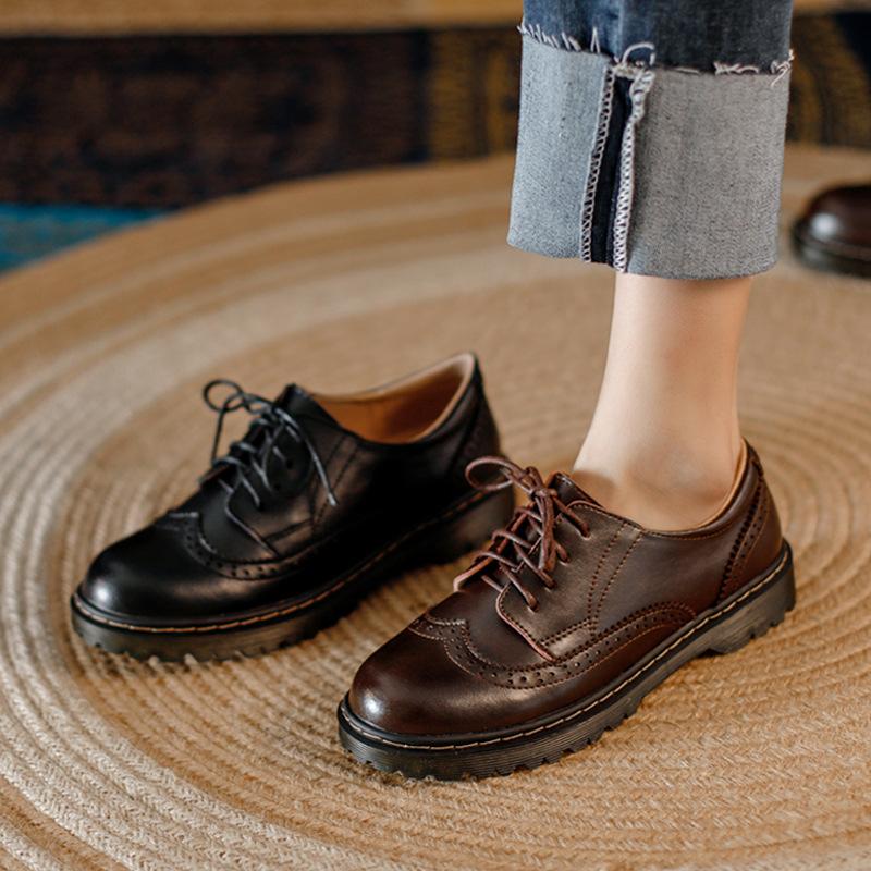 Dress Shoes British Style Brogue Small Leather Women's Spring And Autumn College Retro All-match Flat Lace-up Loafer ShoesDress, Black
Dress Shoes British Style Brogue Small Leather Women's Spring And Autumn College Retro All-match Flat Lace-up Loafer ShoesDress, Black