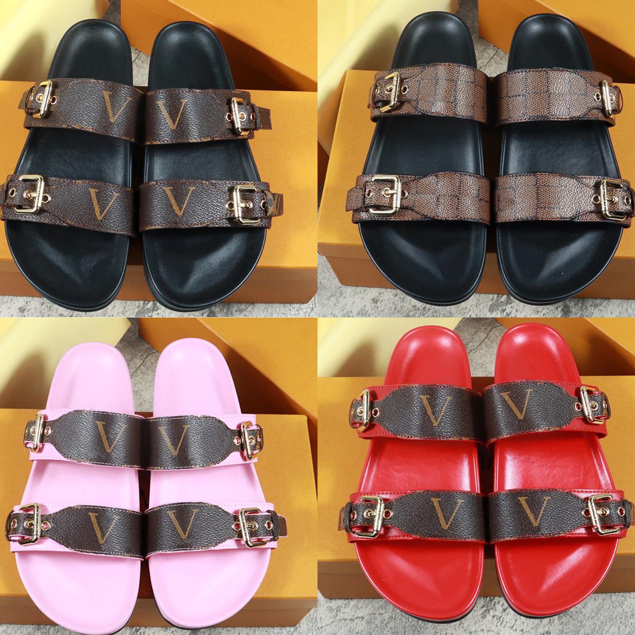 2022 Designer Slippers Classical Slides Sandals Summer Flats Sexy Real Leather Platform Shoes Ladies Beach High Quality, Extra shoes box
2022 Designer Slippers Classical Slides Sandals Summer Flats Sexy Real Leather Platform Shoes Ladies Beach High Quality, Extra shoes box