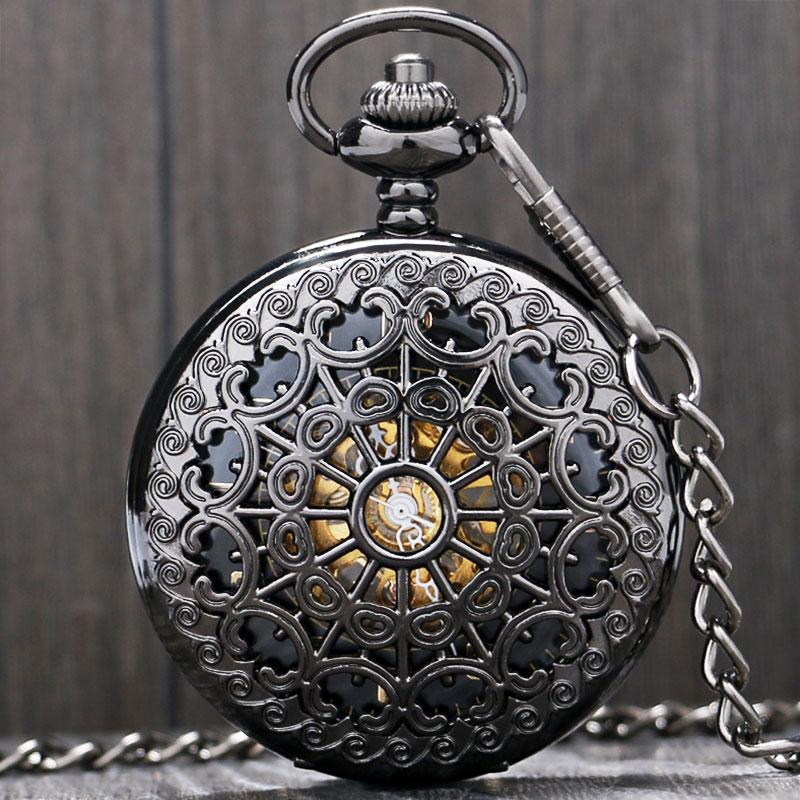 Pocket Watches Black Metal Hollow Hand Wind Mechanical Watch Steampunk Men 30cm Chain Gift P806C, As pic
Pocket Watches Black Metal Hollow Hand Wind Mechanical Watch Steampunk Men 30cm Chain Gift P806C, As pic