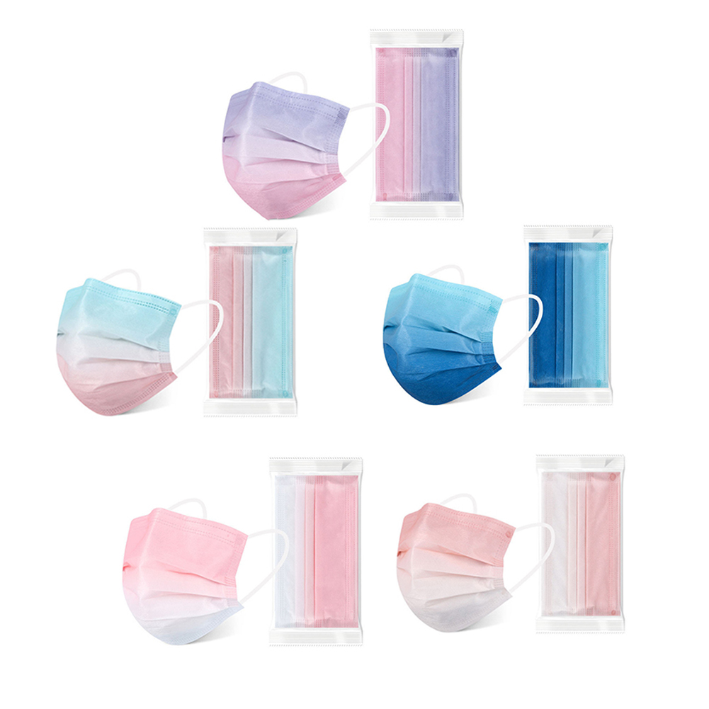Summer Gradient Disposable Face Masks Breathable 3-Ply Non-Woven Cup Dust Masks with Elastic Earloop for Adults Men Women Daily Use Individual Package
Summer Gradient Disposable Face Masks Breathable 3-Ply Non-Woven Cup Dust Masks with Elastic Earloop for Adults Men Women Daily Use Individual Package