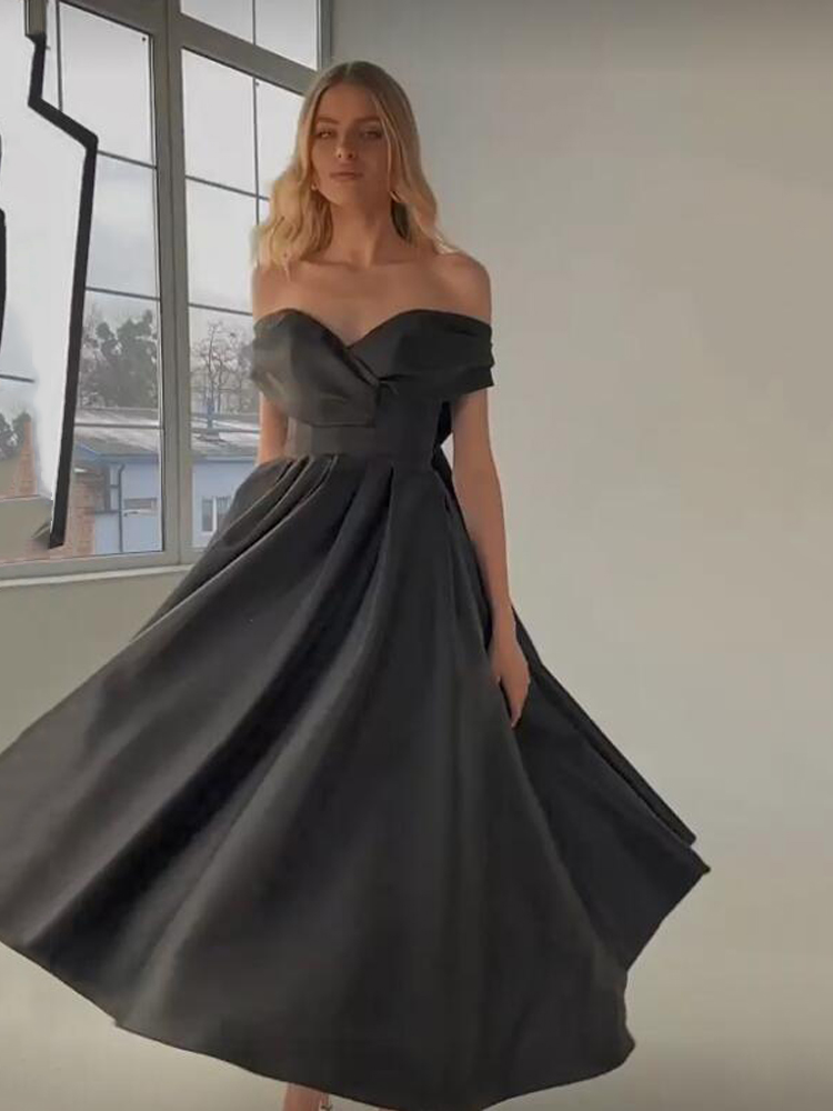 Fancy Black Evening Dresses Prom Gowns Sweetheart Sleeveless Satin Party Dress Tea Length, Champagne
Fancy Black Evening Dresses Prom Gowns Sweetheart Sleeveless Satin Party Dress Tea Length, Champagne