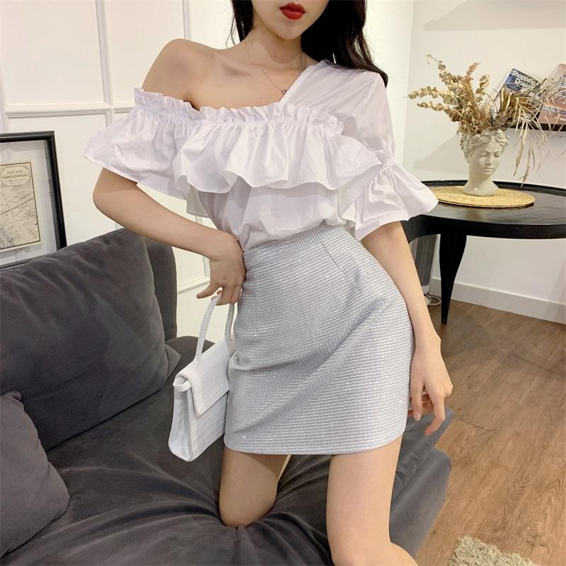 Women's Blouses & Shirts Summer 2022 Korean Short-sleeved Shirt Loose Wild Irregular Sexy Blouse Elegant Female Temperament Chic Woman SP449, White
Women's Blouses & Shirts Summer 2022 Korean Short-sleeved Shirt Loose Wild Irregular Sexy Blouse Elegant Female Temperament Chic Woman SP449, White
