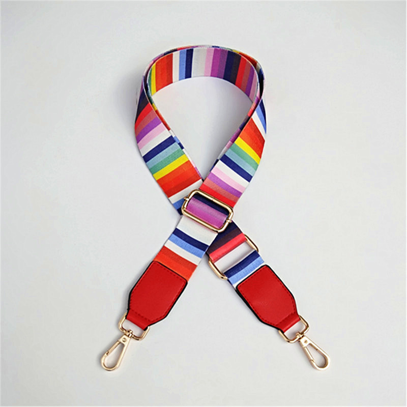 Fashion Women Long Strap For Bag Rainbow Nylon Adjustable Embroidered Belts 220610