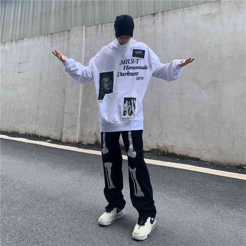 Men's Skull Jeans Jean Baggy Skeleton Pants Black Man Casual Trendyol Denim Trousers Streetwear Hip Hop FASHION Y2k Print X220714