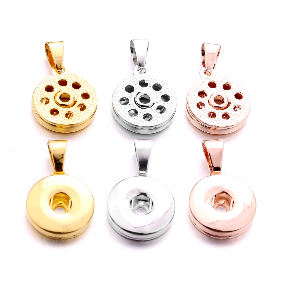 silver gold Metal 18MM Ginger Snap Button Base Pendant charms for DIY Snaps Buttons Necklace earrings necklace Jewelry accessorie
