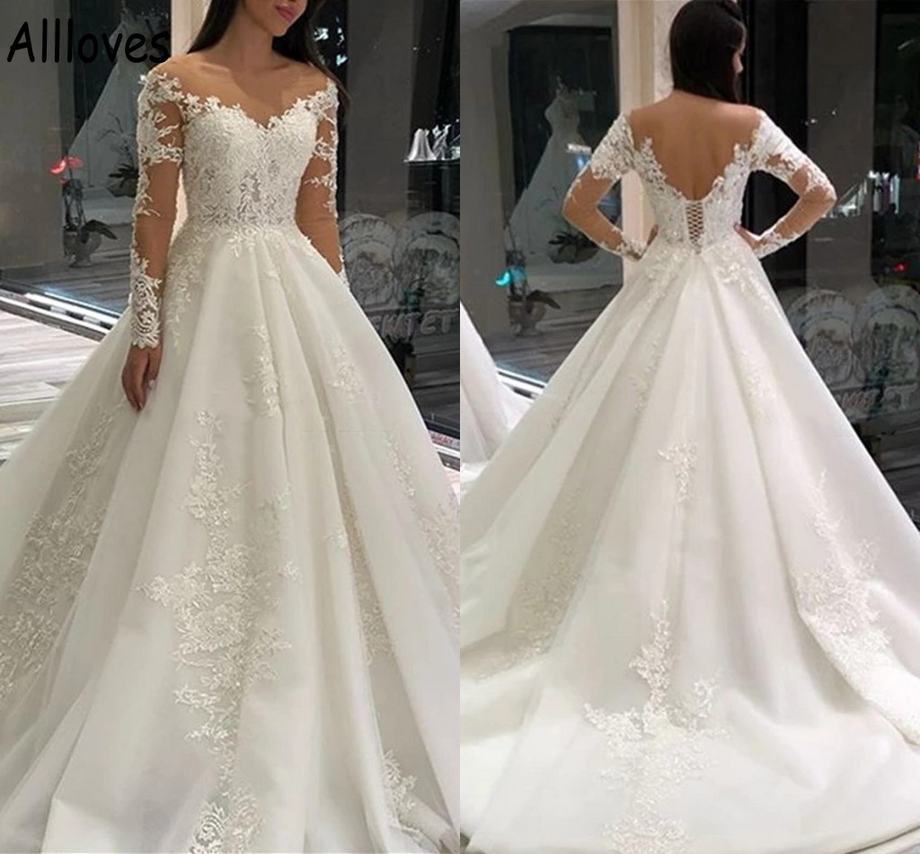 Princess Ball Gown Wedding Dresses With Long Sleeves Sheer Neck Lace Appliqued Sweep Train Bridal Gowns Corset Backless Vestidos De Novia Arabic Plus Size CL0836, Fuchsia
Princess Ball Gown Wedding Dresses With Long Sleeves Sheer Neck Lace Appliqued Sweep Train Bridal Gowns Corset Backless Vestidos De Novia Arabic Plus Size CL0836, Fuchsia