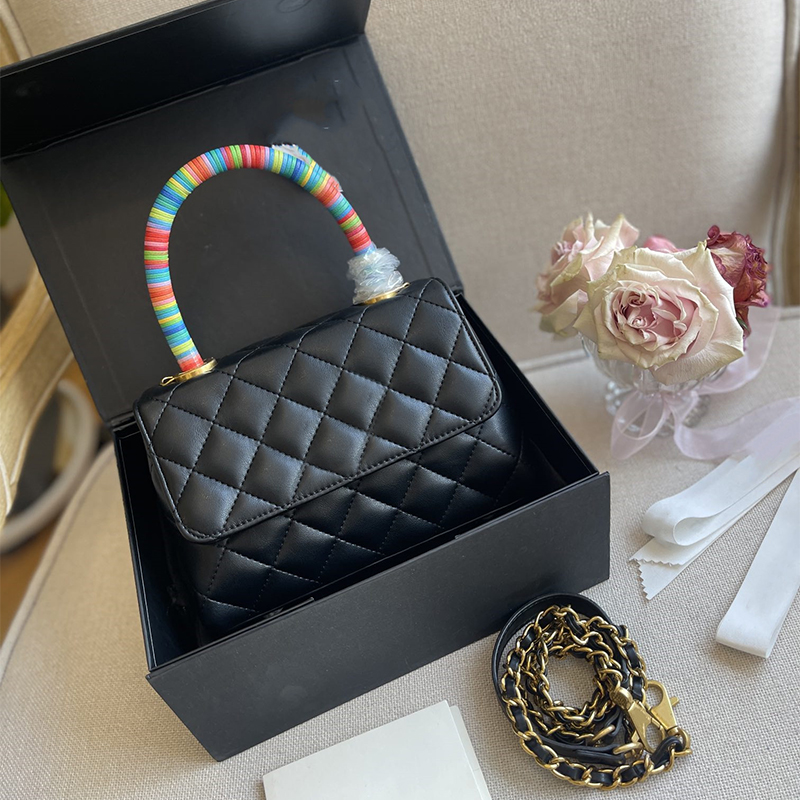 2022 Top French Fashion Women's Shoulder Bag Rainbow Handle Quilted Designer Bag Classic crossbody Chain Handbags Lady Genuine Leather Totes Messenger Wallet, Black
2022 Top French Fashion Women's Shoulder Bag Rainbow Handle Quilted Designer Bag Classic crossbody Chain Handbags Lady Genuine Leather Totes Messenger Wallet, Black