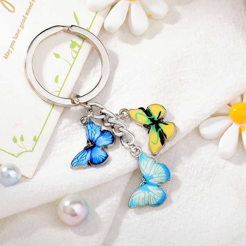 Fashion Colorful Butterfly Keychain Insects Car Key Chain Keyring Women Bag Accessories Jewelry Gifts