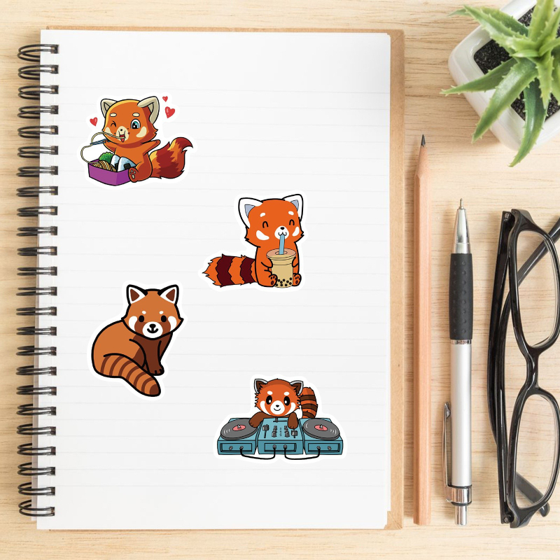 50Pcs/Lot Cute Animal Red Panda Stickers Lesser Panda Ailurus Fulgens Graffiti Stickerfor DIY Luggage Laptop Skateboard Motorcycle Bicycle Sticker
