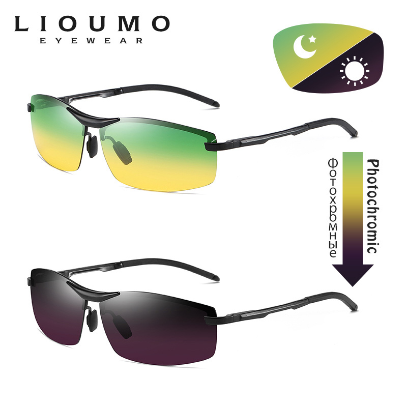 LIOUMO Design Day&Night Pochromic Polarized Sunglasses Men Driving Glasses Chameleon Eyewear UV400 gafas de sol hombre 220407