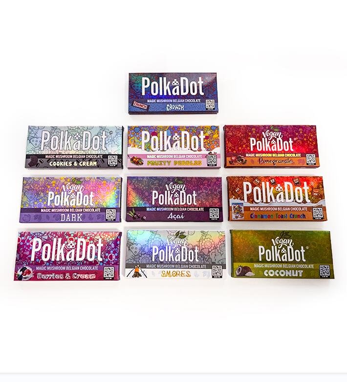 Polkadot Chocolate Bar Box Empty Magic Mushrooms 4G POLKA DOT Chocolate Bars Dark Berries & Cream Acai Fruity Pebbles Food Packaging Packing Boxes
Polkadot Chocolate Bar Box Empty Magic Mushrooms 4G POLKA DOT Chocolate Bars Dark Berries & Cream Acai Fruity Pebbles Food Packaging Packing Boxes