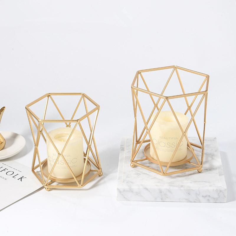 Candle Holders Nordic Luxury Golden Wrought Iron Geometric Wedding Candlestick Home Decoration