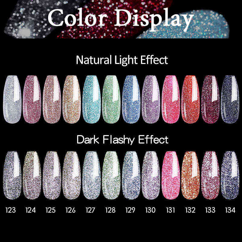 Nail Gel Toy 7 5ml Disco Reflective Polish Silver Colorful Soak Off Auroras Uv Led Diy Art Decoration 0328