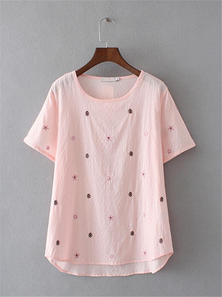 Women's Plus Size T-Shirt Clothes For Summer Cotton TShirt Short Sleeve Small Floral Embroidery Pattern Pure Fabric Large Thin ShirtWomen's, Pink
Women's Plus Size T-Shirt Clothes For Summer Cotton TShirt Short Sleeve Small Floral Embroidery Pattern Pure Fabric Large Thin ShirtWomen's, Pink