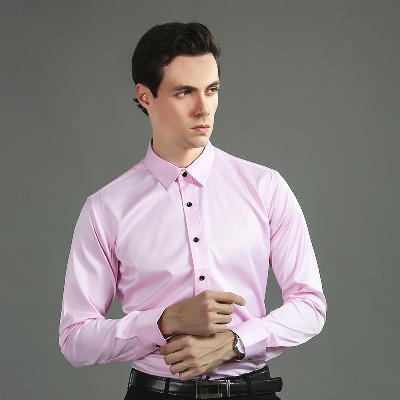 Formal Men Shirt Long Sleeve Elastic Solid Casual ner Smart Shirts Stretch Slim Fit Camisas Social Purple Male Blouse 220330
