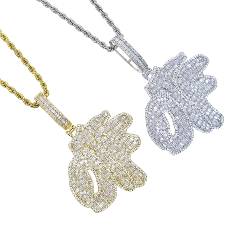 Men Hip Hop Iced Out OTF Letter Pendant Necklace Bling 5A Cubic Zirconia Paved Tennis Chain Necklace Jewelry