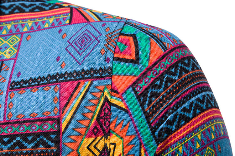 Mens Cotton Linen Dress Shirt Fashion Vintage African Ethnic Print Men Slim Fit Short Sleeve Hawaiian s Camisas 220322