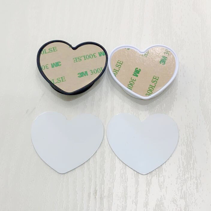 Universal Cell Phone Holder with Blank Aluminum Sublimation Insert for Customized grip Stand car Mount heart shape Holders BlackW7