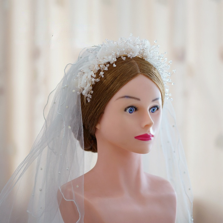 crepe beads hairbands Greek Beaded crepe hair tiara bride headdress wedding hair accessories head bands 0615