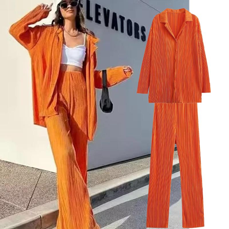 Women' Two Piece Pants Dave&Di Ins Fashion Blouse Blogger Vintage Pleated Texture Orange Color Loose Shirt And Harem Casual Sets WomenW
Women' Two Piece Pants Dave&Di Ins Fashion Blouse Blogger Vintage Pleated Texture Orange Color Loose Shirt And Harem Casual Sets WomenW