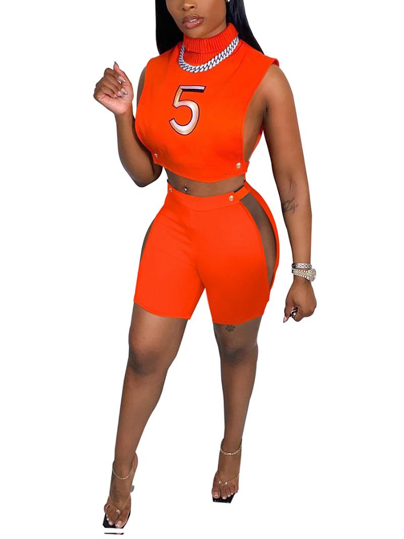 Women' Tracksuits Women Casual Suit Summer Letter Printed Sleeveless Turtleneck Crop Tops Mesh Sheer Patchwork Short PantsWomen
Women' Tracksuits Women Casual Suit Summer Letter Printed Sleeveless Turtleneck Crop Tops Mesh Sheer Patchwork Short PantsWomen