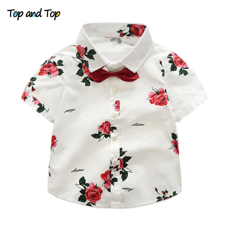 Top and boys clothing sets summer gentleman suits short sleeve shirt + shorts 2pcs kids clothes children set 220326