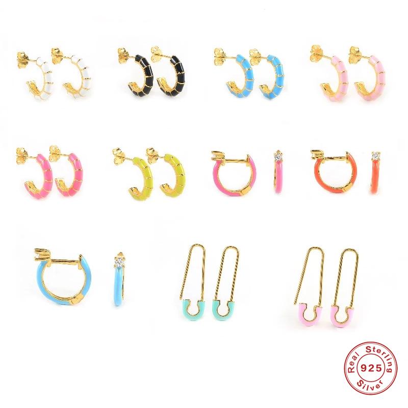 Hoop & Huggie Aide 925 Sterling Silver Cute Candy Color Blue Pink Orange Enamel Earrings For Women Safety Pin Shape Earring JewelHoop
Hoop & Huggie Aide 925 Sterling Silver Cute Candy Color Blue Pink Orange Enamel Earrings For Women Safety Pin Shape Earring JewelHoop