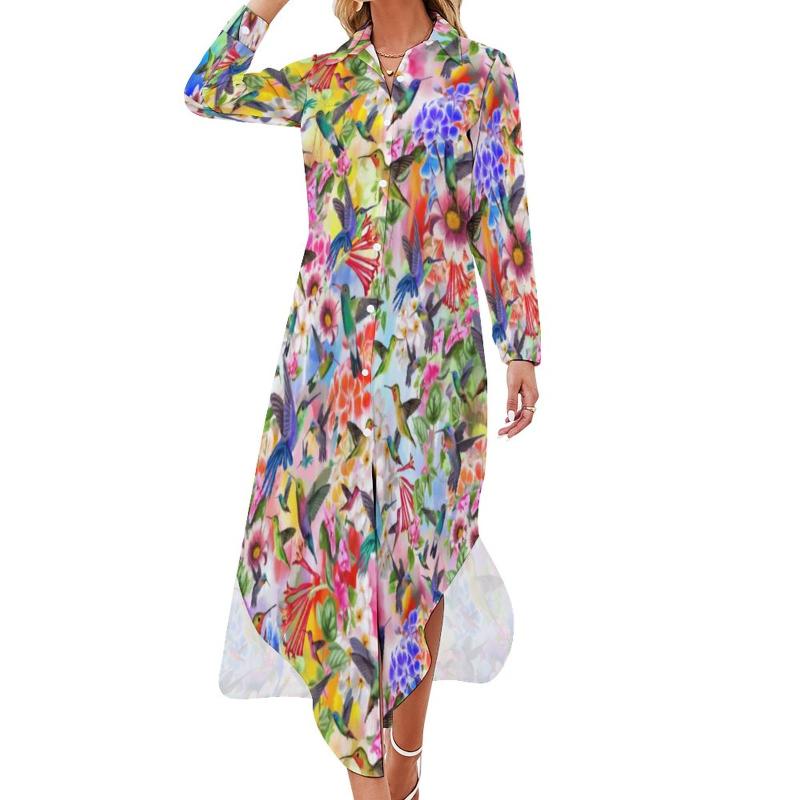 Casual Dresses Humming Birds Chiffon Dress Retro Flowers Print Elegan Summer V Neck Street Fashion Sexy Vestido Large Size, Style-18
Casual Dresses Humming Birds Chiffon Dress Retro Flowers Print Elegan Summer V Neck Street Fashion Sexy Vestido Large Size, Style-18