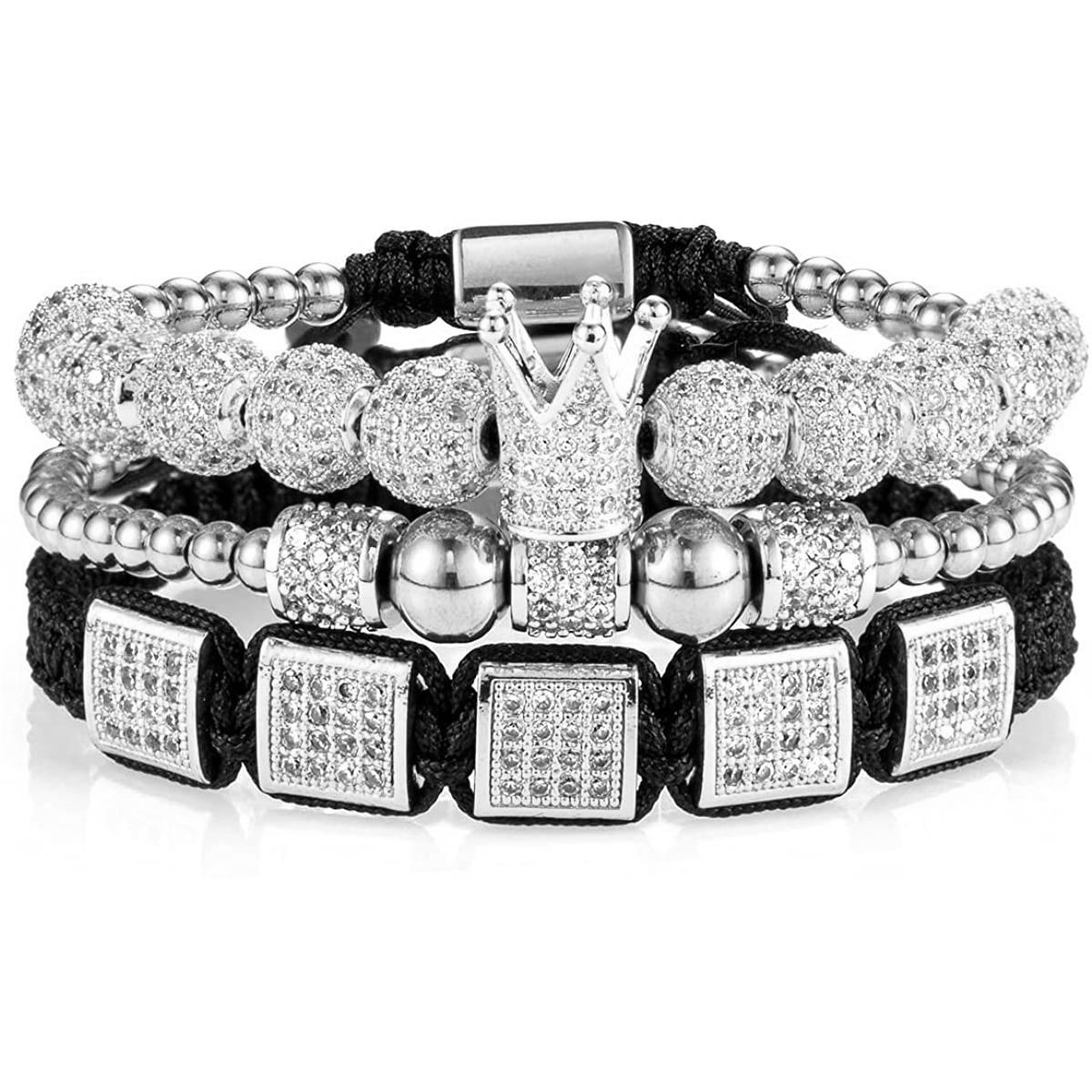 Imperial Crown King Mens Bracelet Pave CZ ,Gold Bracelets for Men Luxury Charm Fashion Cuff Bangle Crown Birthday Jewelry