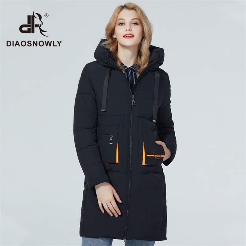 Diaosnowly Fashionable Winter Jacket Women Thick Hooded Warm Outwear Coats Long For Women Female Winter Clothes Women Fashion Woman 201210