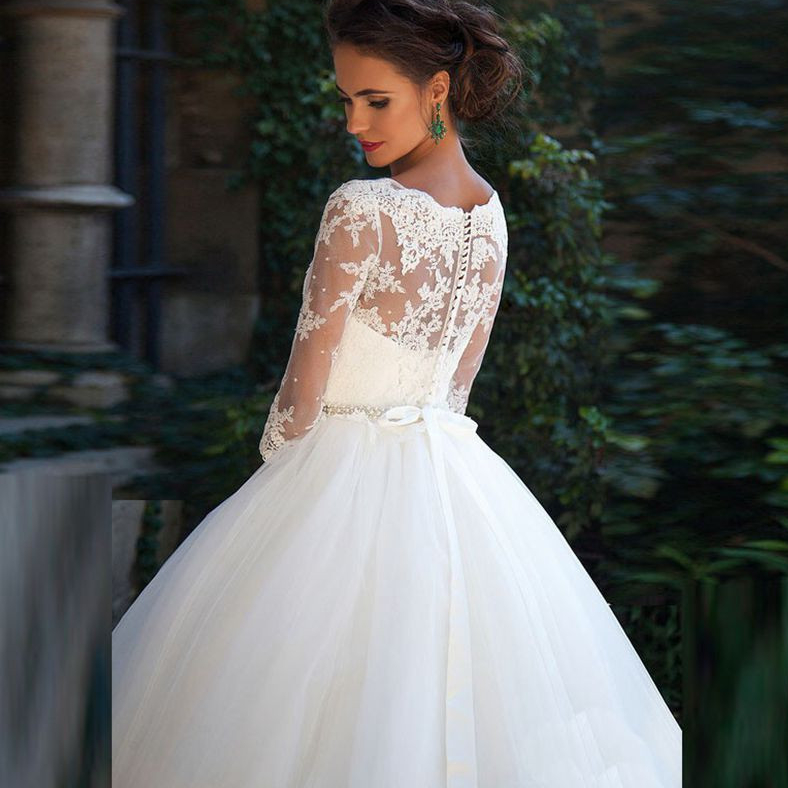 Ball Gown Wedding Dresses Off The Shoulder Lace 3D Floral Appliques Arabic Bridal Gowns Long Vintage Robes De Soiree Pearls 403