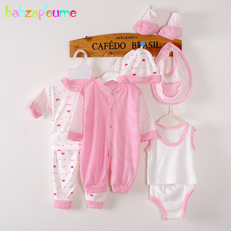 babzapleume 8PCS/Set born Baby Boys Clothes 100%Cotton Long Sleeve Girls Jumpsuit Toddler Outfits Kids Infant Clothing BC1002 220509